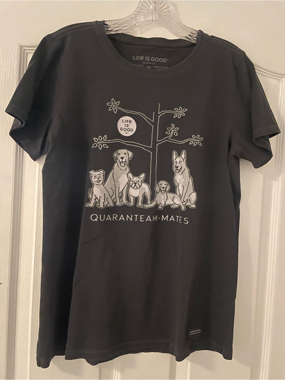 Life Is Good Dark Gray 'Quaranteam-Mates' Dog Graphic Tee Women’s Medium